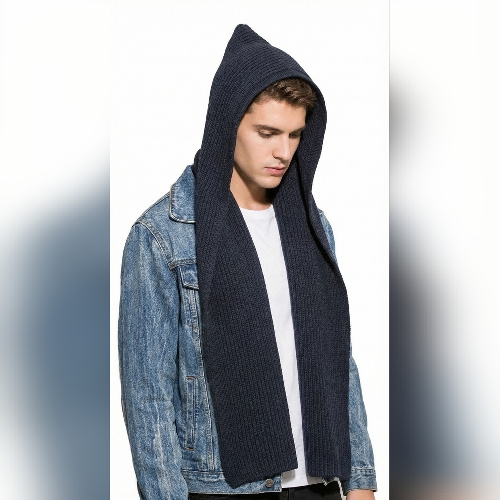 Hooded Scarf in Deep Blue - Picture 5 of 10